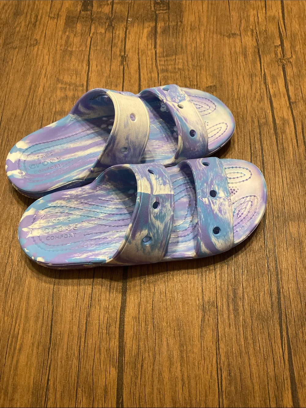 CROCS Kids' Purple Marble Slide Sandals